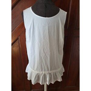 J jill XS White Shirt Collection Pleated Hem Tank Top Sleeveless